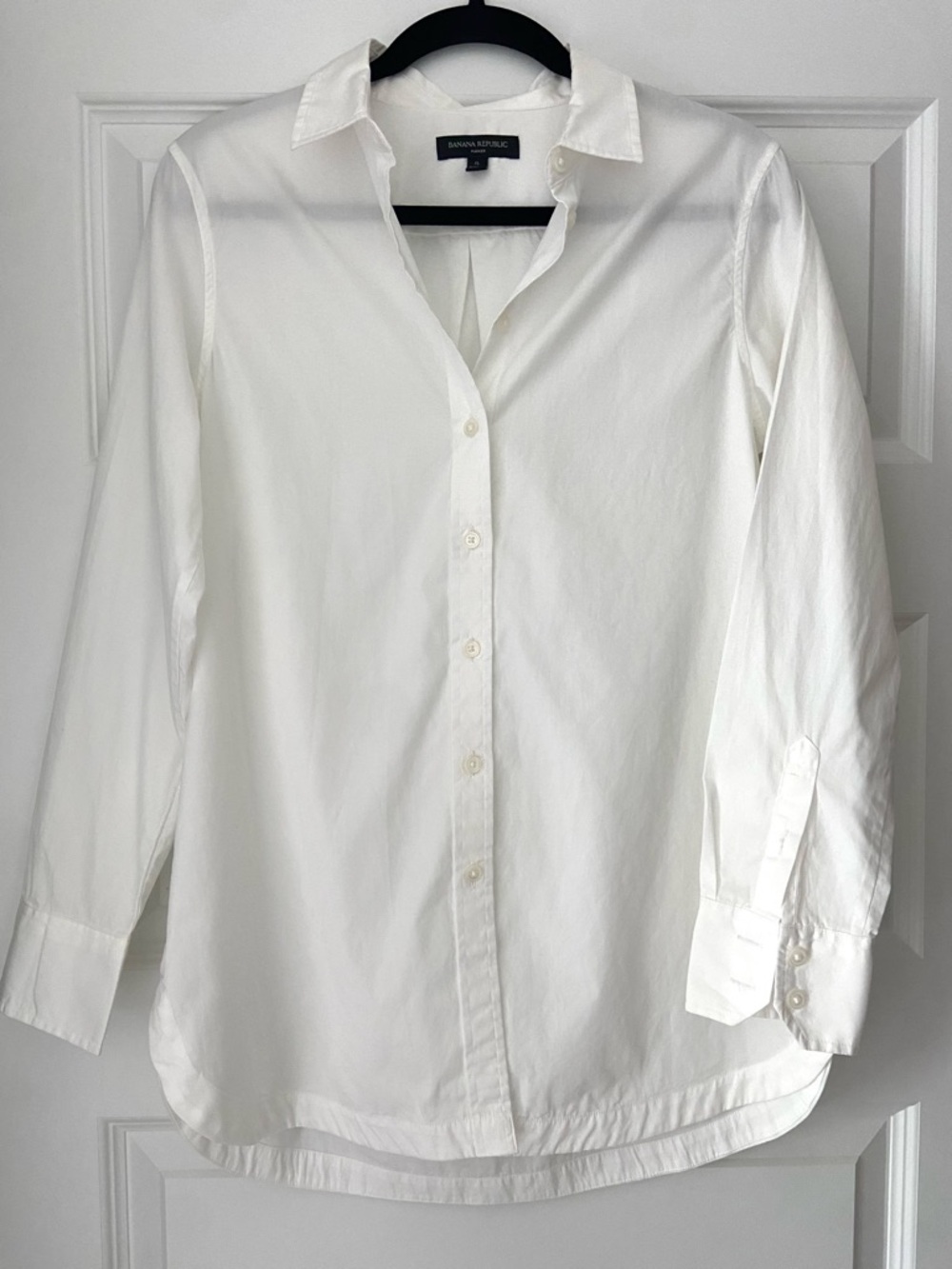 BANANA REPUBLIC White Stretch Button Up Parker Shirts Size S